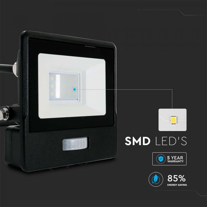 LED FLOODLIGHT WITH PIR SENSOR 10W WW 735lm 100° 133x60x113mm Samsung IP65