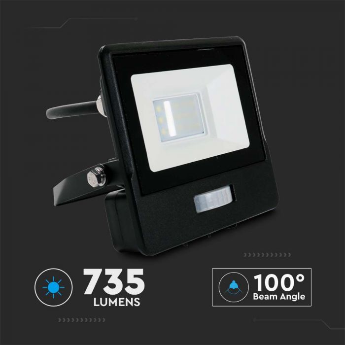 LED FLOODLIGHT WITH PIR SENSOR 10W WW 735lm 100° 133x60x113mm Samsung IP65