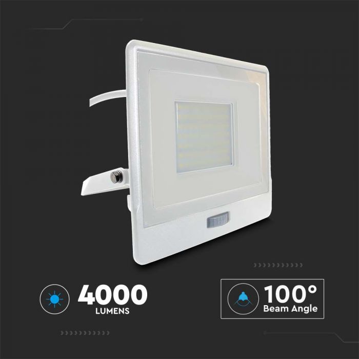 LED FLOOD SENSOR 50W CW 100° 4000lm IP65 WHITE SAMSUNG CHIP (1M CABLE)