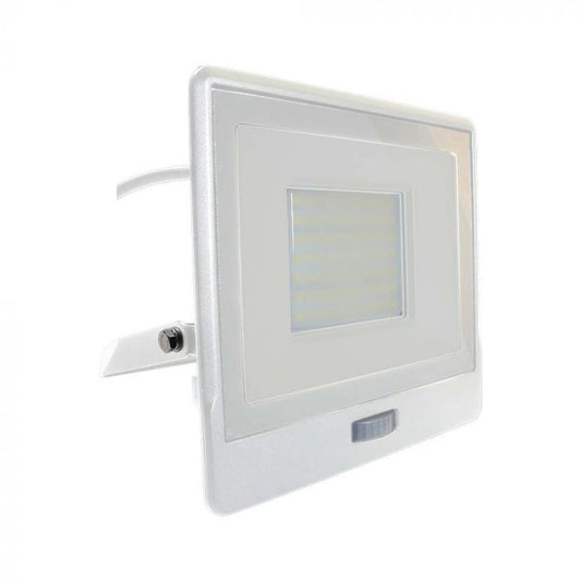 LED FLOOD SENSOR 50W CW 100° 4000lm IP65 WHITE SAMSUNG CHIP (1M CABLE)