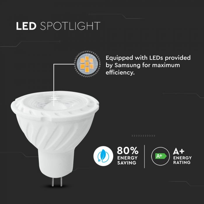 LED MR16 LAMP 6W WW 455lm 110° 50X52 SAMSUNG CHIP