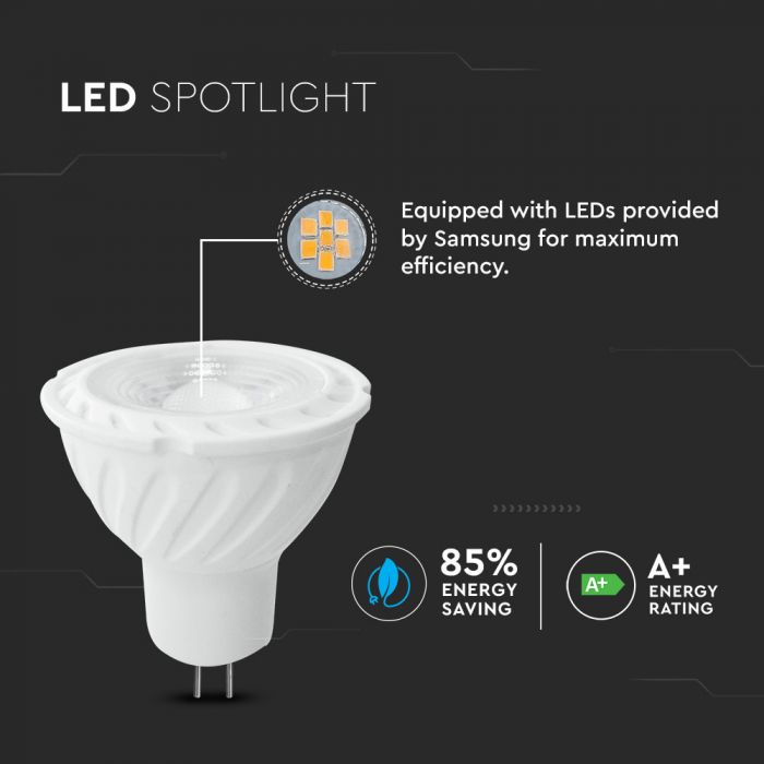 LED MR16 LAMP 6.5W CW 450lm 38° 50X55 SAMSUNG CHIP