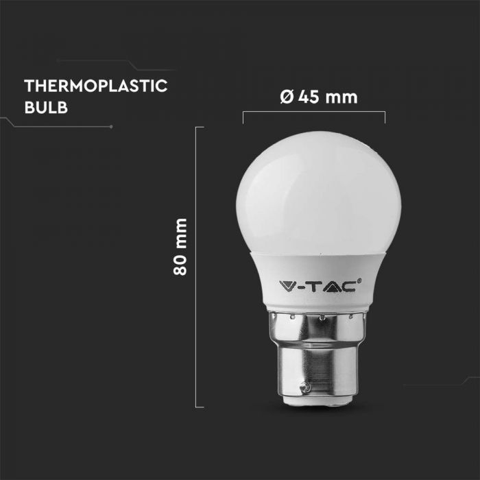 LED B22 LAMP 4.5W WW 470lm 180° 45X80 G45 GLOBE SAMSUNG CHIP