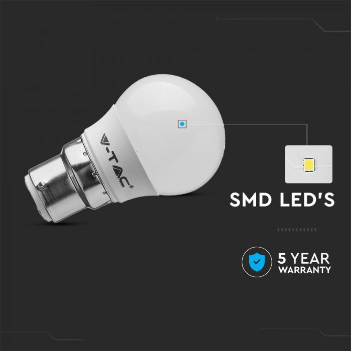 LED B22 LAMP 4.5W WW 470lm 180° 45X80 G45 GLOBE SAMSUNG CHIP