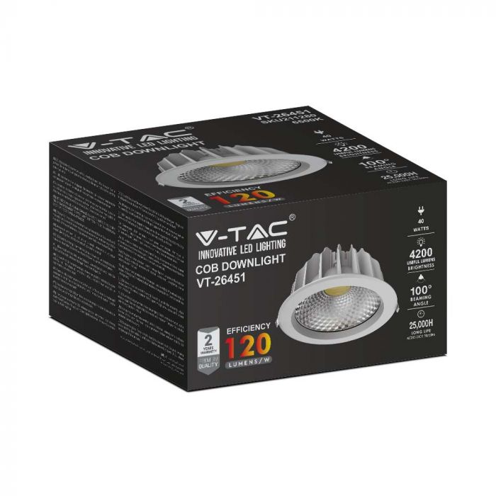 LED COB DOWNLIGHT HIGH LUMENNS 40W CW 4200lm 100° 221X107 (207)