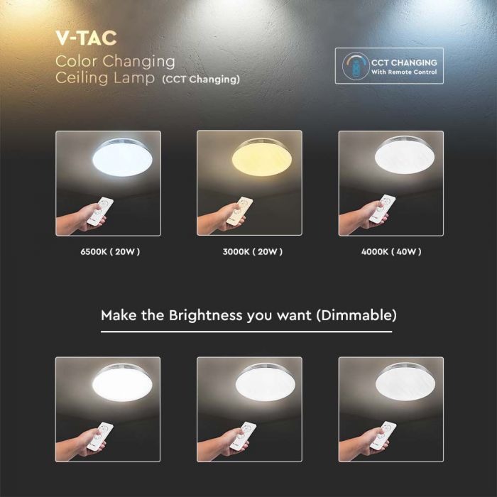 LED DESIGNER Ceiling Light With Remote Control CCT Changing 20/40/20W 40000lm 360° 395X80 DIMMABLE