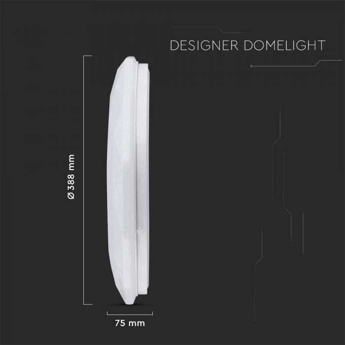 LED DESIGNER Ceiling Light with Remote Control CCT Changing 20/40/20W 4000lm 360° 388X75 DIAMOND DIMMABLE