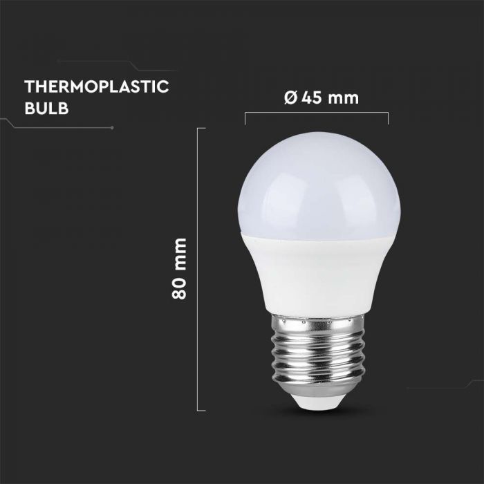 LED E14 LAMP 4.5W WW 470lm 180° 45X80 GLOBE SAMSUNG CHIP