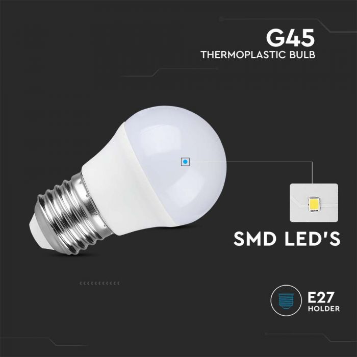 LED E14 LAMP 4.5W WW 470lm 180° 45X80 GLOBE SAMSUNG CHIP