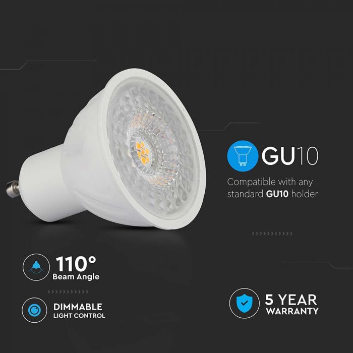 LED GU10 LAMP 6W DL 445lm 110° 50X55 SAMSUNG CHIP DIMMABLE