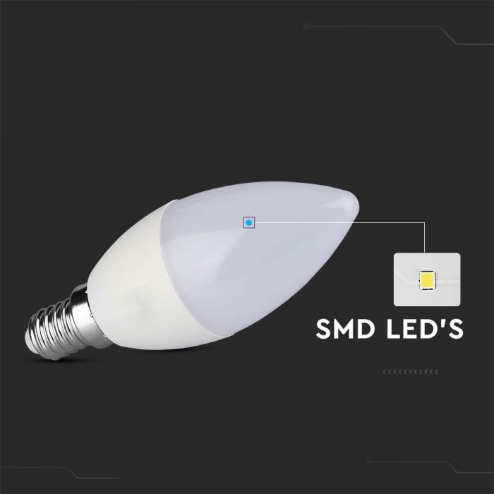 LED E14 LAMP 5.5W WW 470lm 180° C37 36.5x110mm SAMSUNG CHIP DIMMABLE