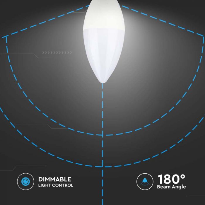 LED E14 LAMP 5.5W WW 470lm 180° C37 36.5x110mm SAMSUNG CHIP DIMMABLE