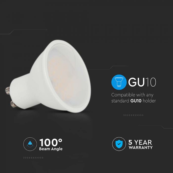 LED GU10 LAMP 4.5W CW 400lm 110° 50X56.5 PLASTIC SAMSUNG CHIP