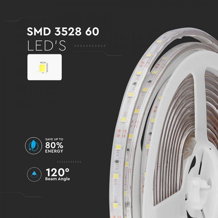 LED STRIP LIGHT 3528 SMD 60LEDs WW 12V 4.2W/M 420lm/m IP65