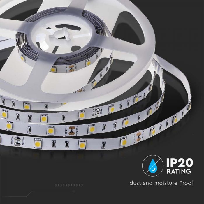 LED STRIP LIGHT 5050 SMD 30LEDs WW 500lm 10mm 12V 6W/M