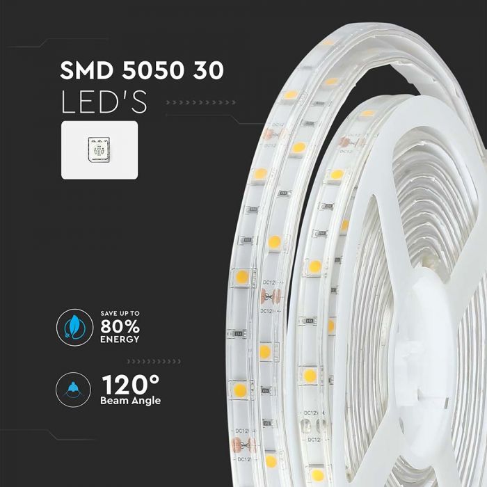 LED RGB STRIP LIGHT 5050 SMD 30LEDs 12V 3.5W/M IP65