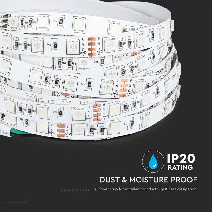 LED STRIP LIGHT 5050 SMD 60LEDs WW 830Lm 10W/M 24V