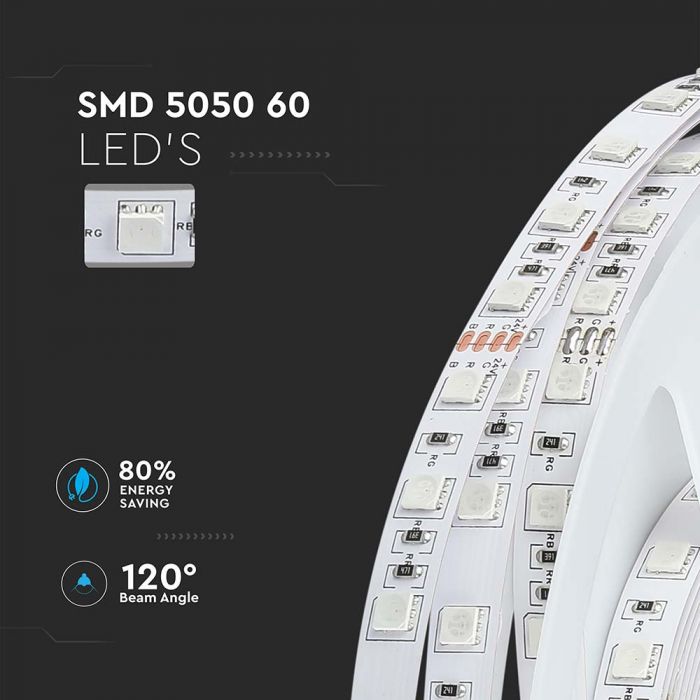 LED RGB STRIP LIGHT 5050 SMD 60LEDs Lm 7W/M 10M 24V