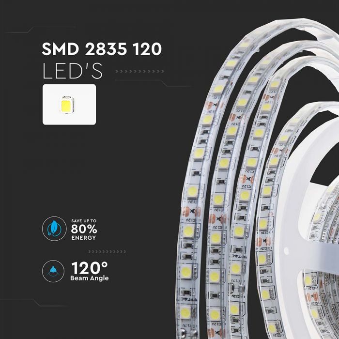 LED STRIP LIGHT 2835 SMD 120LEDs WW 750Lm 7.5W/M 10M 24V IP65