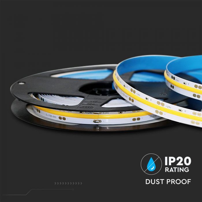 LED STRIP LIGHT COB WW 120° 8MM 10W/M 5M/ROLL 24V