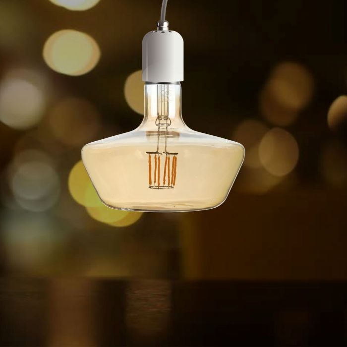 LED E27 FILAMENT AMBER LAMP T180 8W WW 620lm 300° 180X190 GLASS