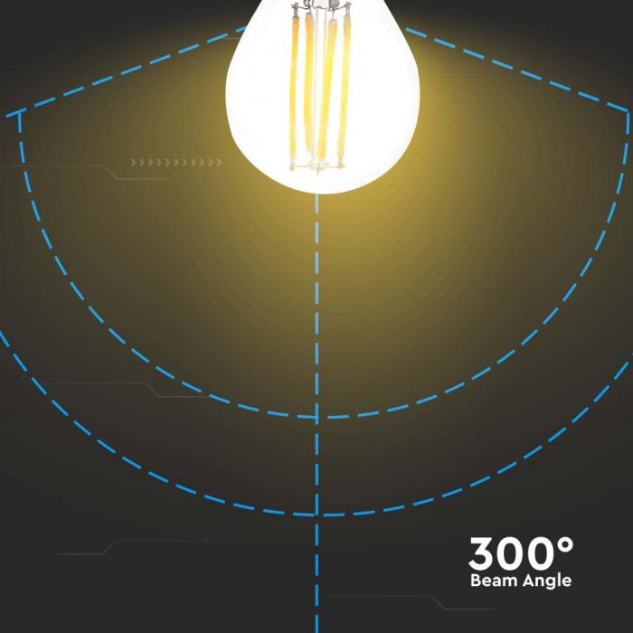 LED E27 FILAMENT LAMP 6W WW 600lm 300° 45X72 G45 GLOBE