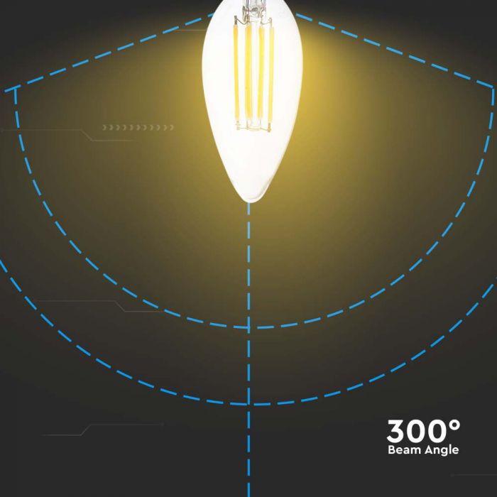 LED E14 FILAMENT LAMP 6W WW 800lm 300° CANDLE 35X98