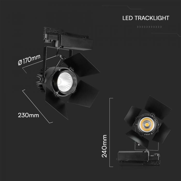 LED TRACK COB LIGHT 33W 3000lm DL 24-60° 17X23X24 4-LINE SAMSUNG CHIP BLACK