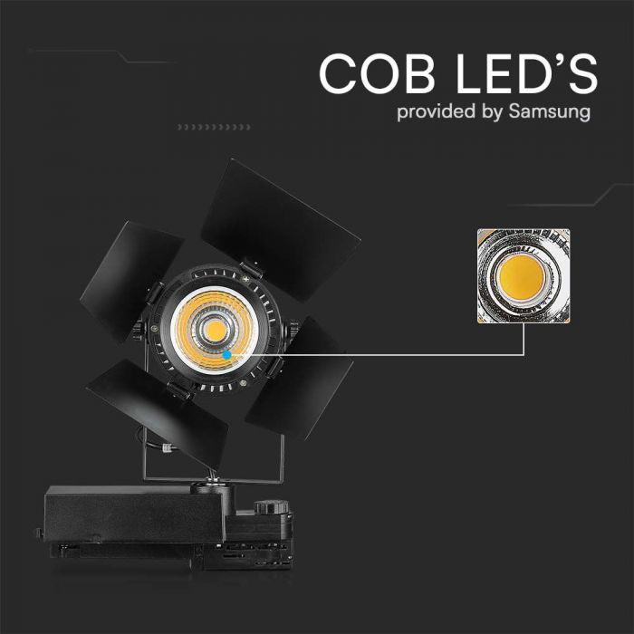 LED TRACK COB LIGHT 33W 3000lm DL 24-60° 17X23X24 4-LINE SAMSUNG CHIP BLACK