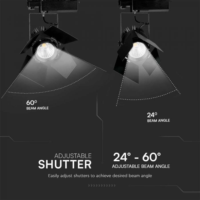 LED TRACK COB LIGHT 33W 3000lm DL 24-60° 17X23X24 4-LINE SAMSUNG CHIP BLACK