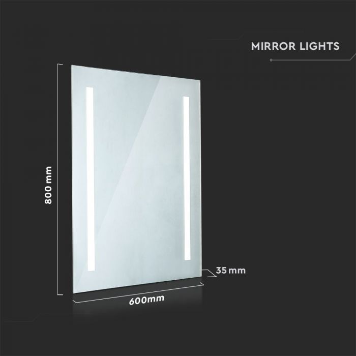 LED MIRROR LIGHT RECTANGLE CHROME 42W CW 110° 800X600 IP44 ANTI-FOG