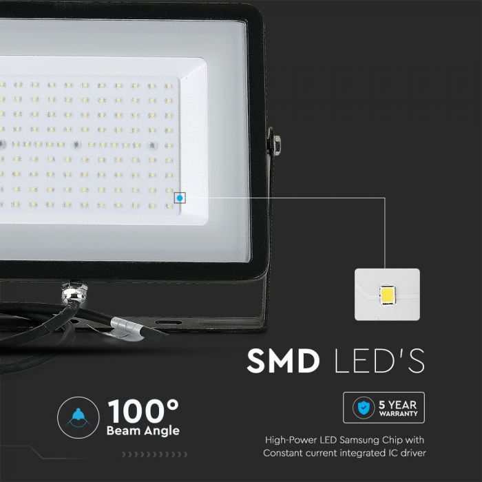 LED FLOOD SLIM 100W DL 100° 8200lm IP65 BLACK SAMSUNG CHIP