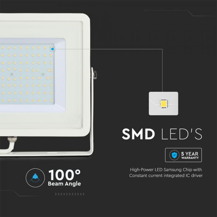 LED FLOOD SLIM 100W DL 100° 8200lm IP65 WHITE SAMSUNG CHIP