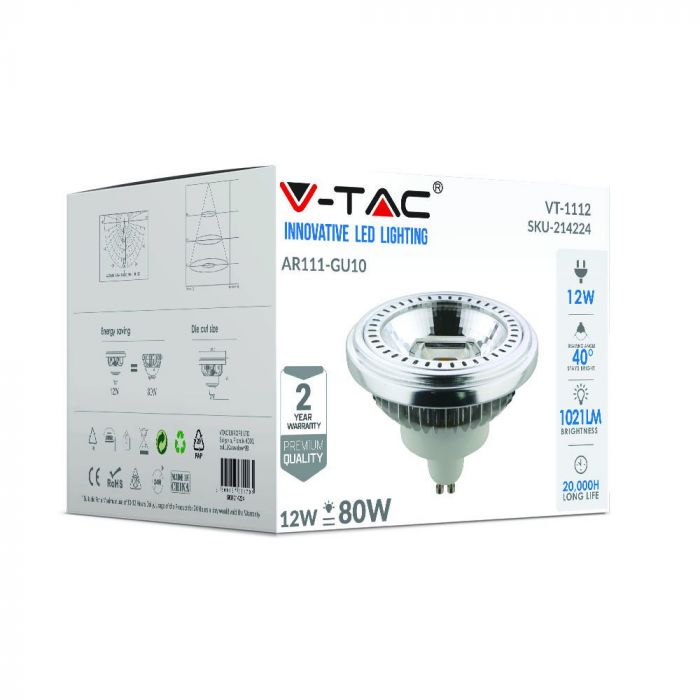 LED AR111(GU10) LAMP 12W WW 1021Lm 40°