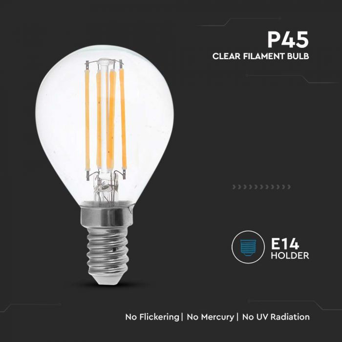 LED E14 FILAMENT LAMP 4W WW 400lm 300° 45X78 GLOBE