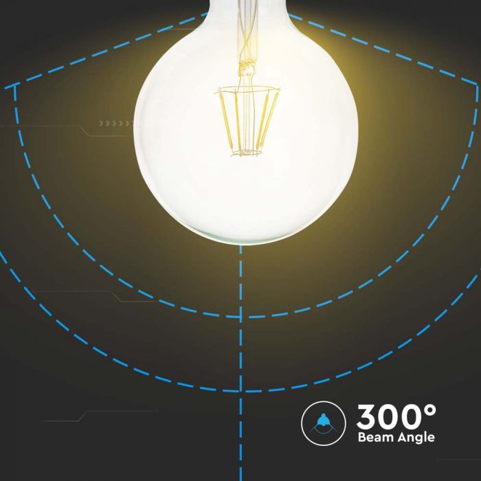 LED E27 FILAMENT LAMP G125 6W WW 600lm 300° 125X173