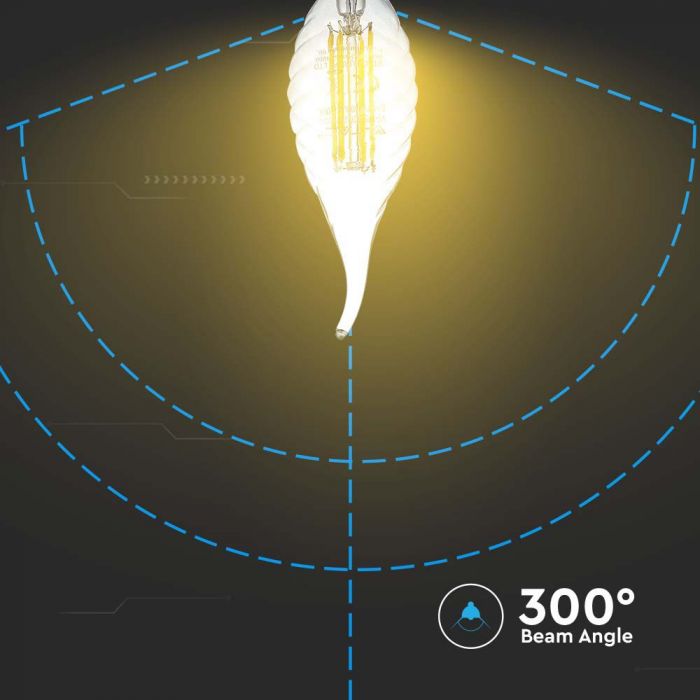 LED E14 FILAMENT LAMP 4W WW 400lm 300° 35X118 TWIST CANDLE FLAME