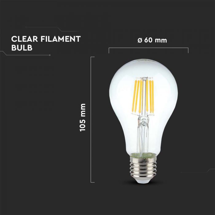 LED E27 FILAMENT LAMP A60 10W DL 1055lm 300° 60X105