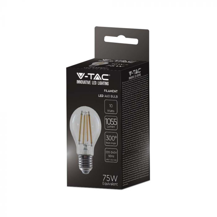 LED E27 FILAMENT LAMP A60 10W CW 1055lm 300° 60x105