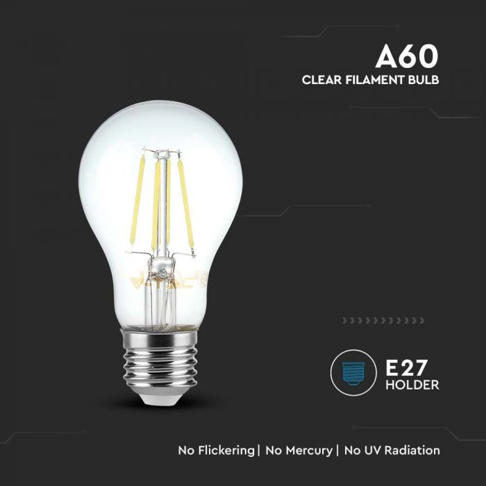 LED E27 FILAMENT LAMP A60 10W CW 1055lm 300° 60x105