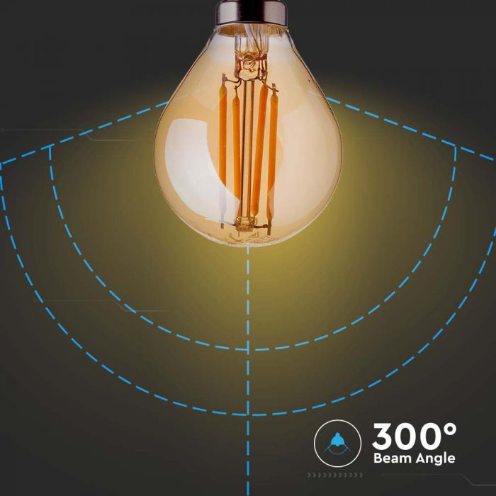 LED E14 FILAMENT AMBER COVER LAMP 4W 2200K 350lm 300° 45X78 GLOBE