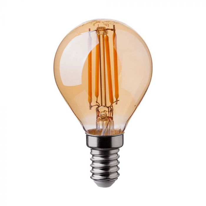 LED E14 FILAMENT AMBER COVER LAMP 4W 2200K 350lm 300° 45X78 GLOBE