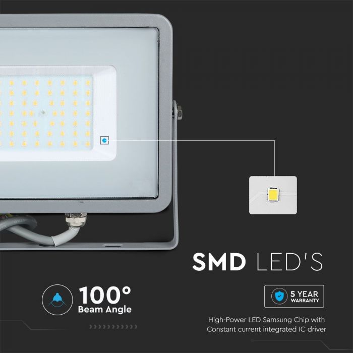 LED FLOOD SLIM 50W DL 100° 4000lm IP65 GREY SAMSUNG CHIP