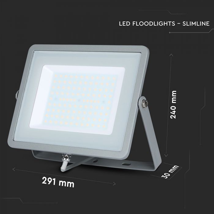 LED FLOOD SLIM 100W DL 100° 8200lm IP65 GREY SAMSUNG CHIP