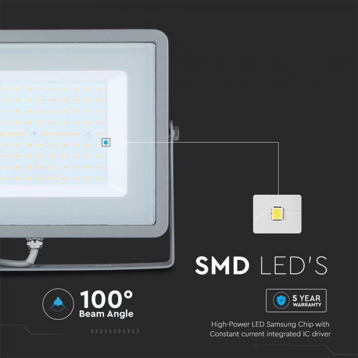 LED FLOOD SLIM 100W DL 100° 8200lm IP65 GREY SAMSUNG CHIP