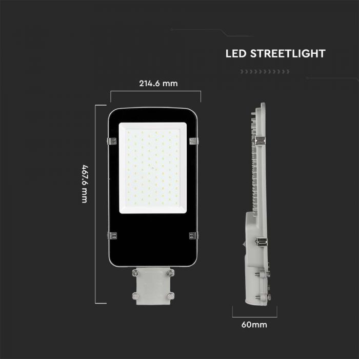 LED STREET LIGHT 50W DL 4700Lm 110° GREY 468x215x60 IP65