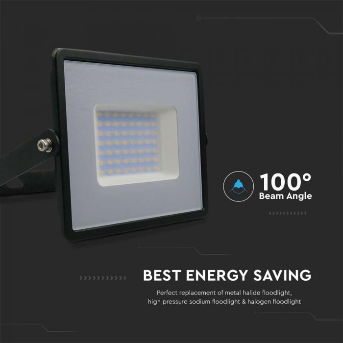 LED FLOOD SMD SLIM 50W DL 100° 4300lm IP65 BLACK