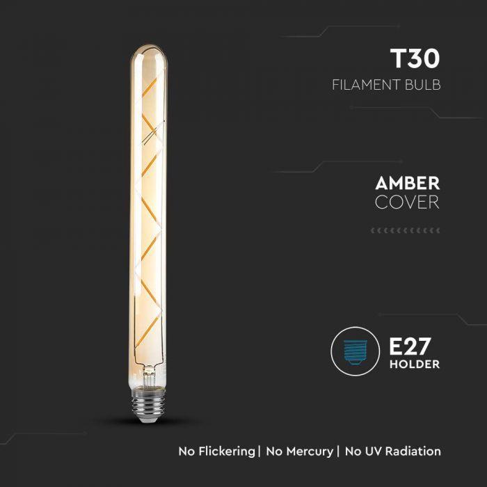 LED E27 FILAMENT LAMP AMBER T30 7W WW 700lm 360° 30X300