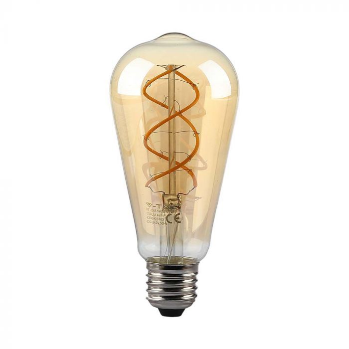 LED E27 FILAMENT LAMP AMBER COVER ST64 4.8W WW 280lm 300° 140X64