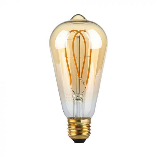 LED E27 FILAMENT LAMP AMBER COVER ST64 5W WW lm 300° 140x64mm